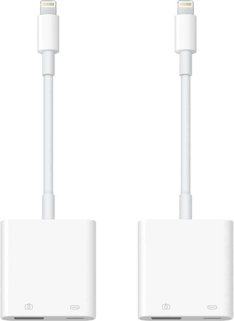 Microwoo [Apple MFi Certified] Lightning to USB Camera Adapter with Charging Port for iPhone, USB3.0 Female OTG Adapter Compatible with iPhone/iPad Card, Readers, USB Flash Drives, Keyboards, Mice 2 Pack - Image 1